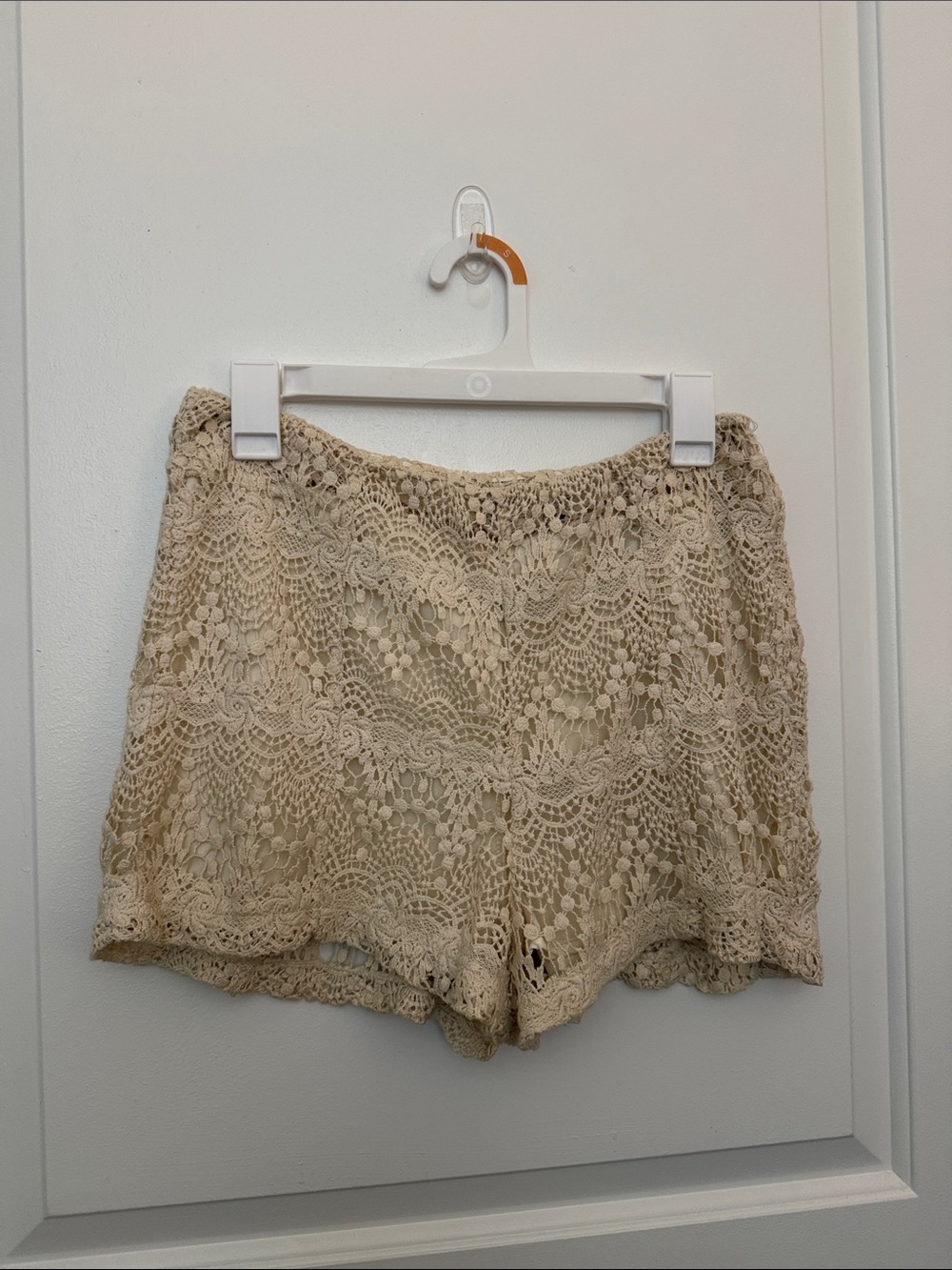 Collection Costa Blanca Ivory Crochet Lace High Rise Shorts S
